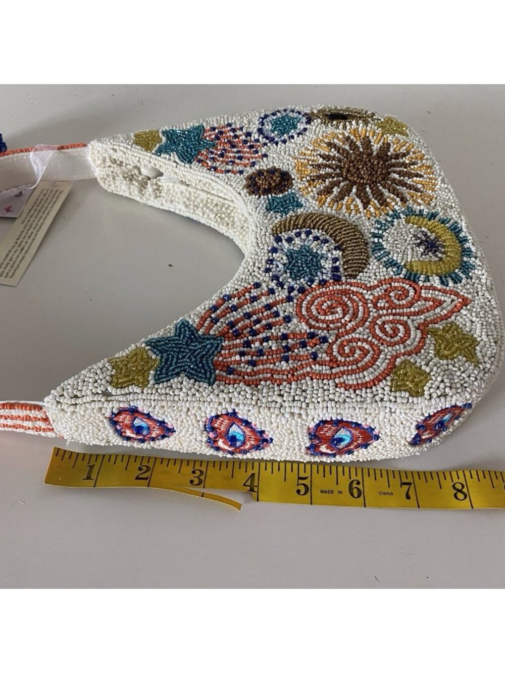 Handcrafted‎ India Evil Eye Sun Moon Stars Shoulder Beaded Bag Viral W/Charm NEW - Picture 10 of 13